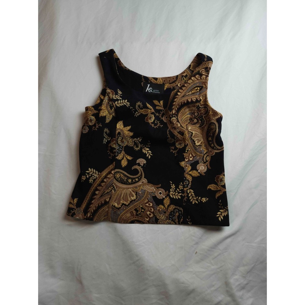 KS Petite Collection Top 6P Black Gold Boho Paisley Dark Academia Layering